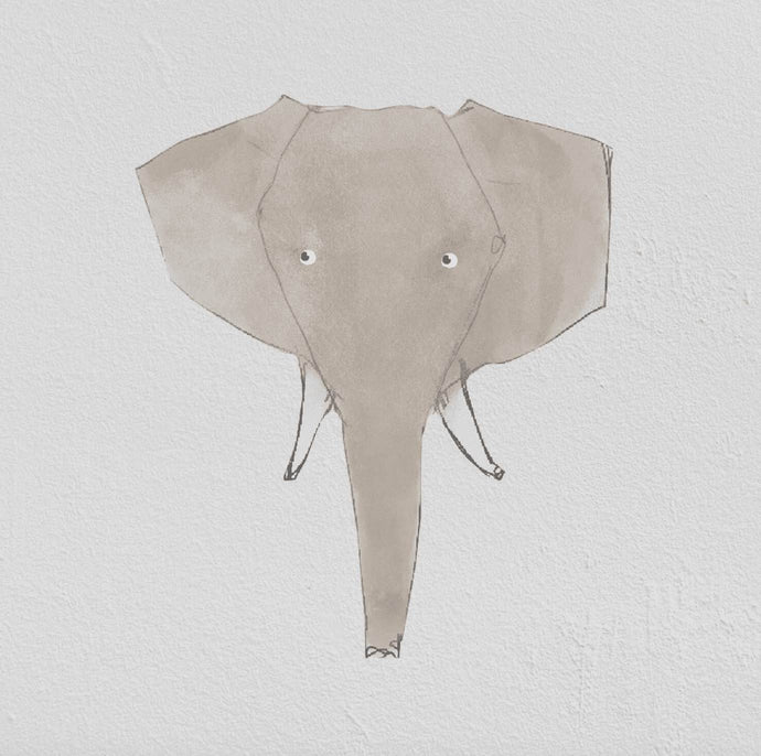 Pormenor da cabeça do elefante aplicado numa parede!